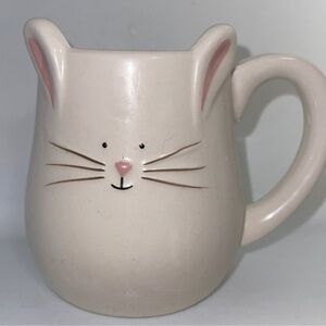 🐣Easter Bunny🐰Cute Cotton Tail Ceramic Rabbit Mug White Cream Pink Ears Gently